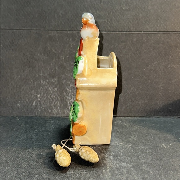 Blue Bird Cuckoo Clock Yellow Wall Pocket Japan Vintage Lusterware, 5" - Picture 2 of 6